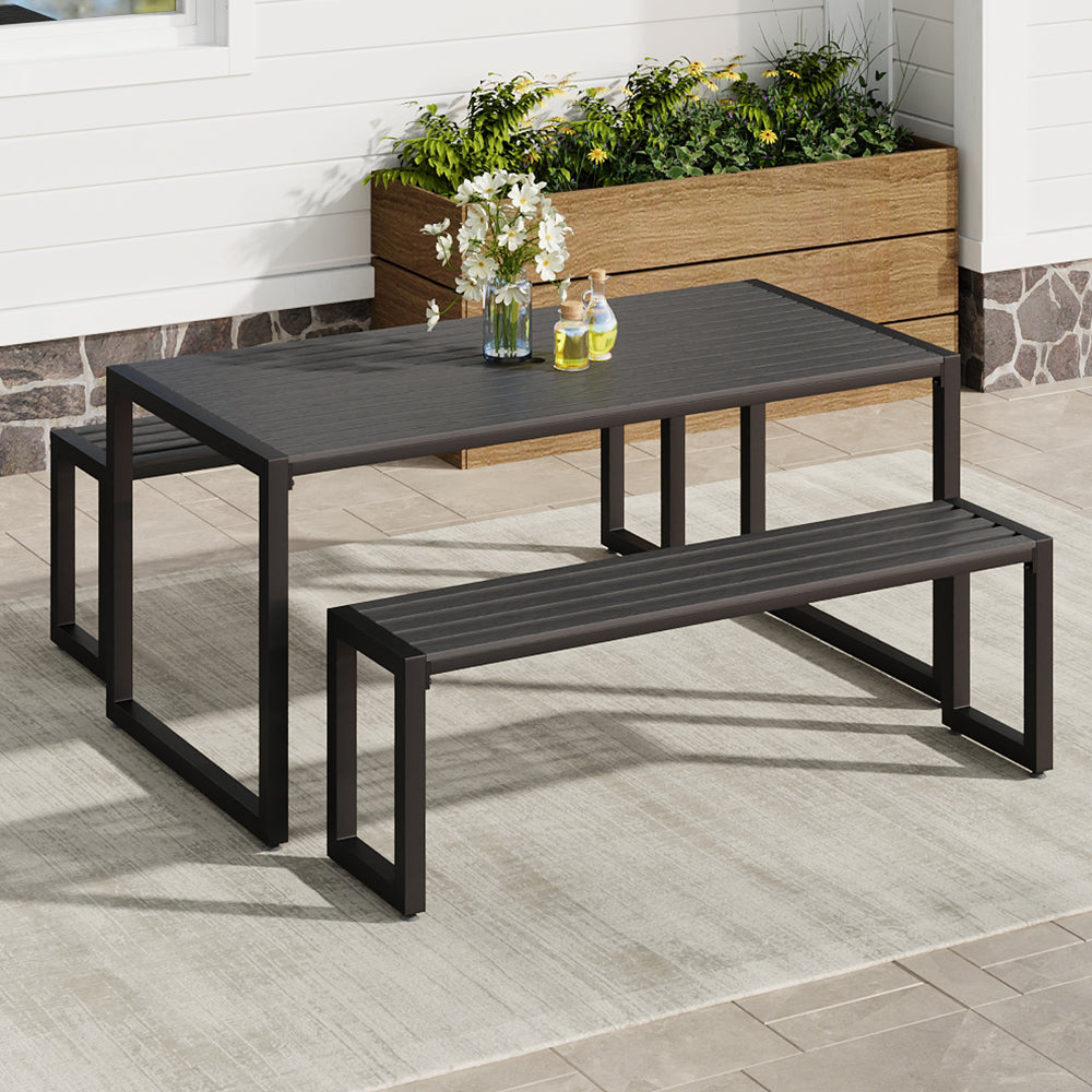 Grey Garden Iron Patio Set with 2 Benches